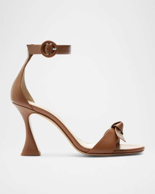 Clarita Leather Bow Ankle-Strap Sandals